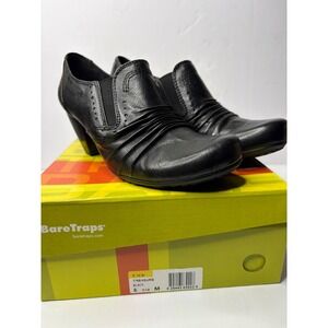 BareTraps Treasure Black Leather Pleated Shooties Ankle Boots B118784 Mens 6.5 M
